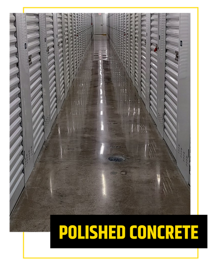 Polished concrete flooring high gloss in a storage facility