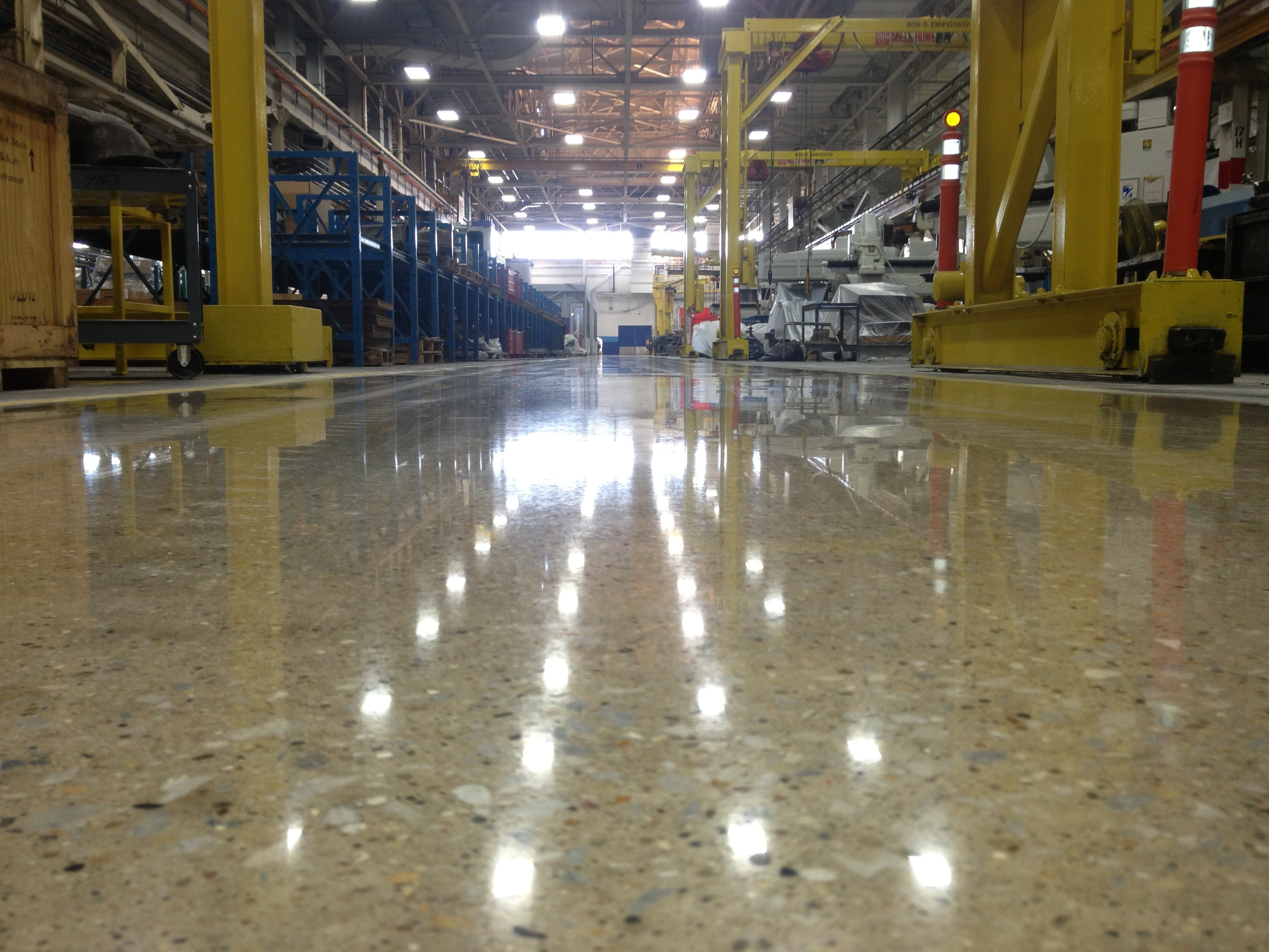 polished concrete in a warehouse 