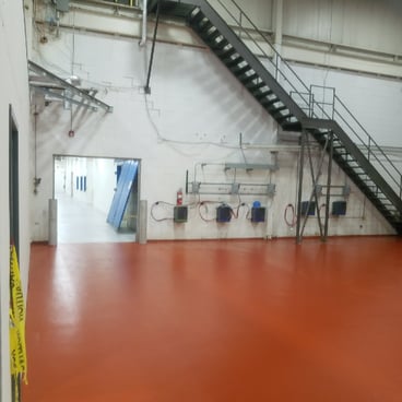 Urethane cement flooring in a factory food plant in Illinois, Chicago