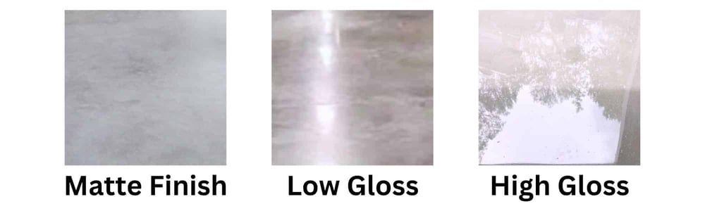 3 levels of gloss finish for polished concrete