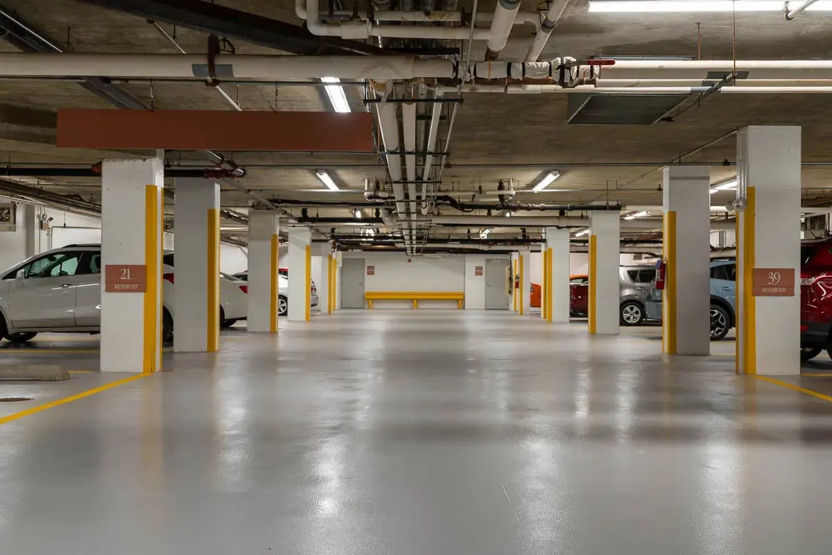 epoxy coated floor in a parking garage in Illinois