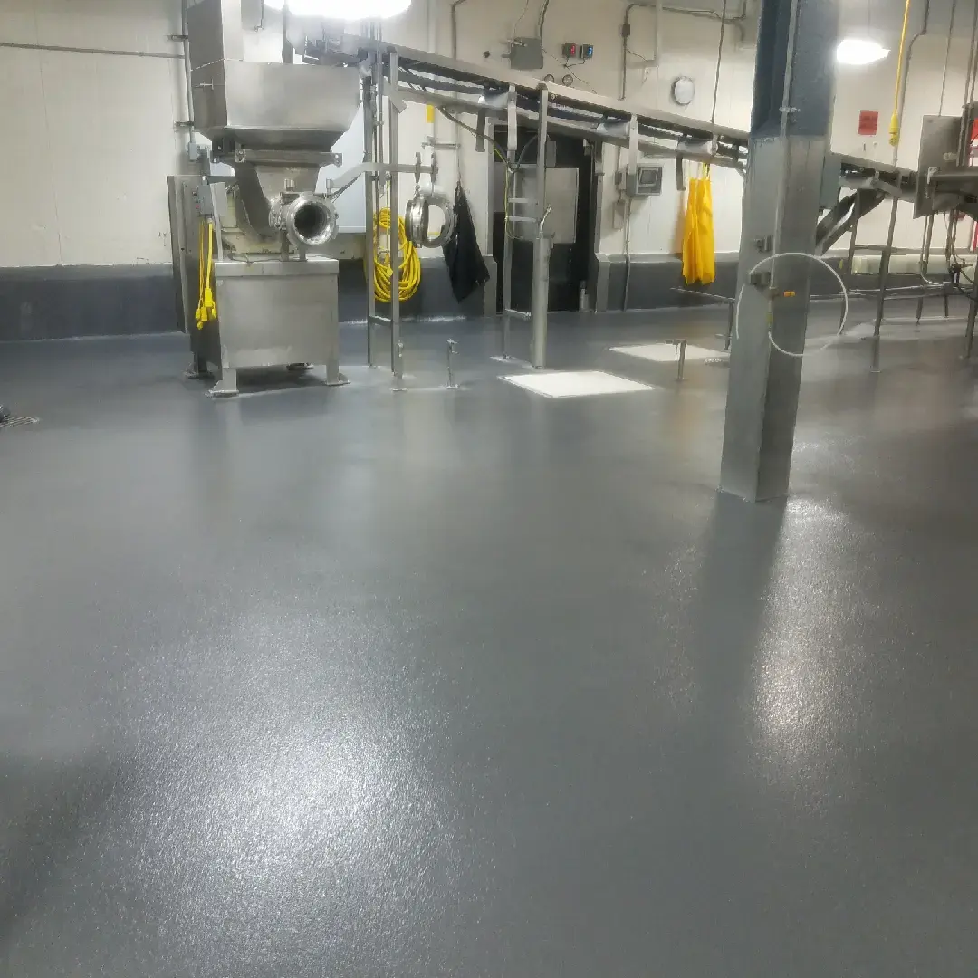 grey Urethane Cement floor in a food plant in illinois