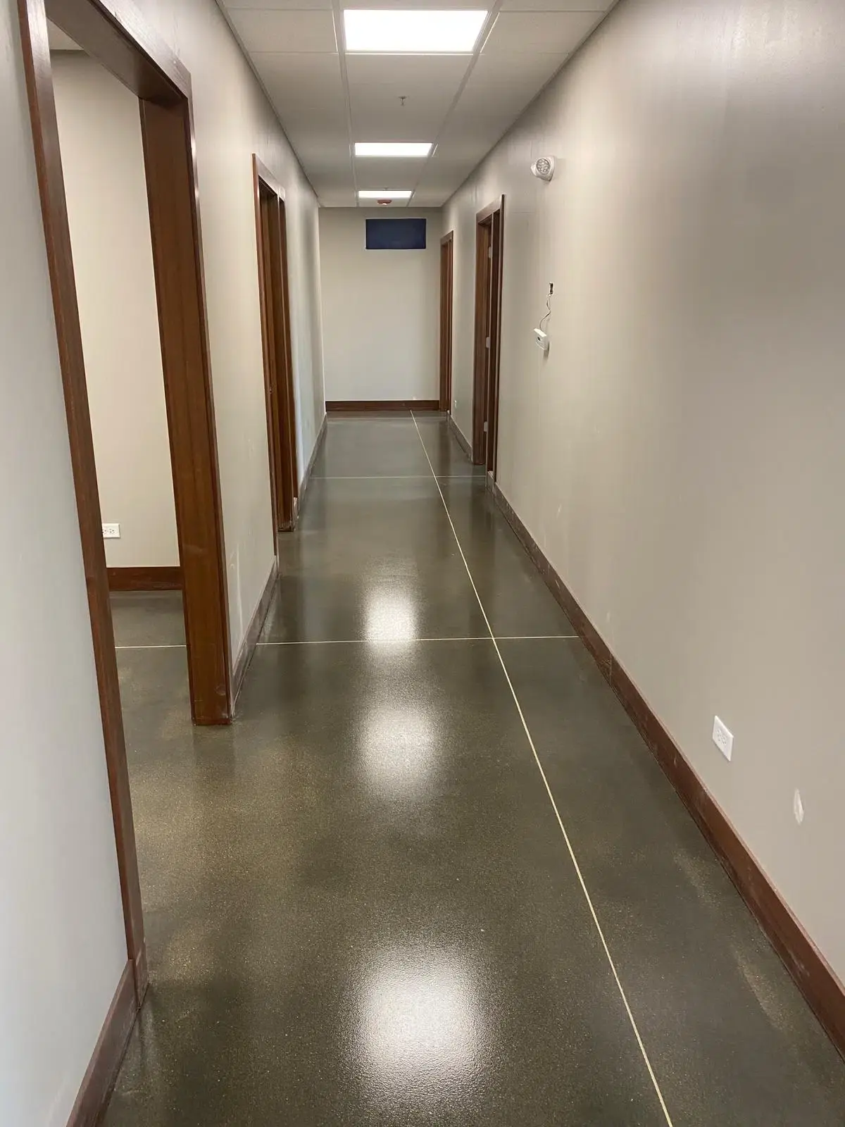 Epoxy floor in a hallway in an office building in Gurnee Illinois