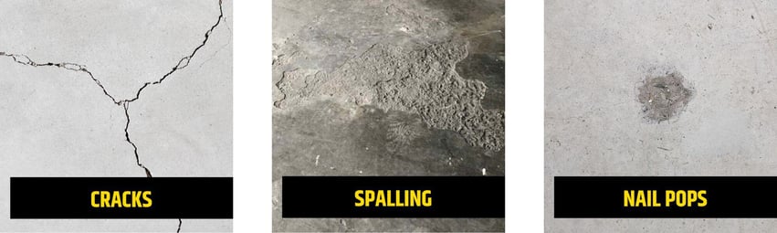 Concrete Flooring Cracks Spalling Nail Pops repairs chicagoland illinois