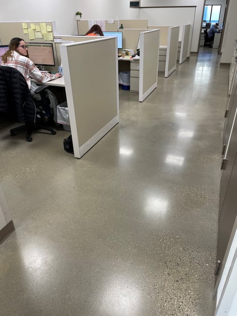 polished concrete floor in a chicago Illinois office space installed by customcrete